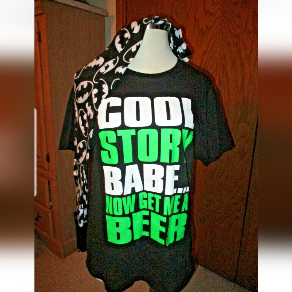 COOL STORY BABE GET ME A BEER T Shirt & BATMAN Leggings Fun Two Piece Outfit Set